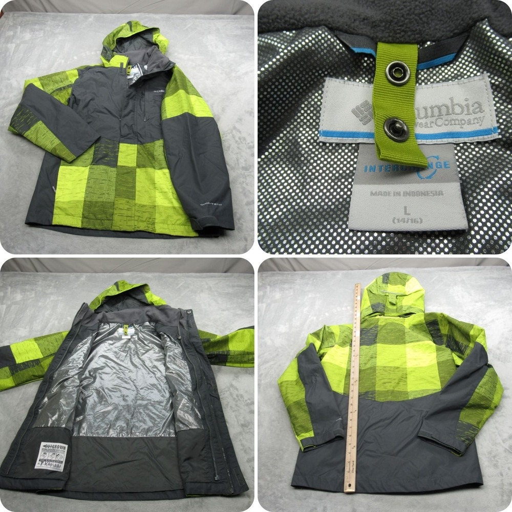 Columbia Jacket‎ Youth Large 14/16 Gray Yellow Interchange Waterproof 3in1 Shell
